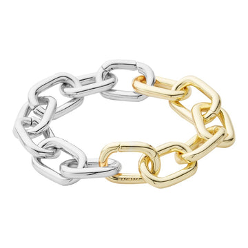Interchangeable Statement Link Bracelet in 14k Gold + Silver Split
