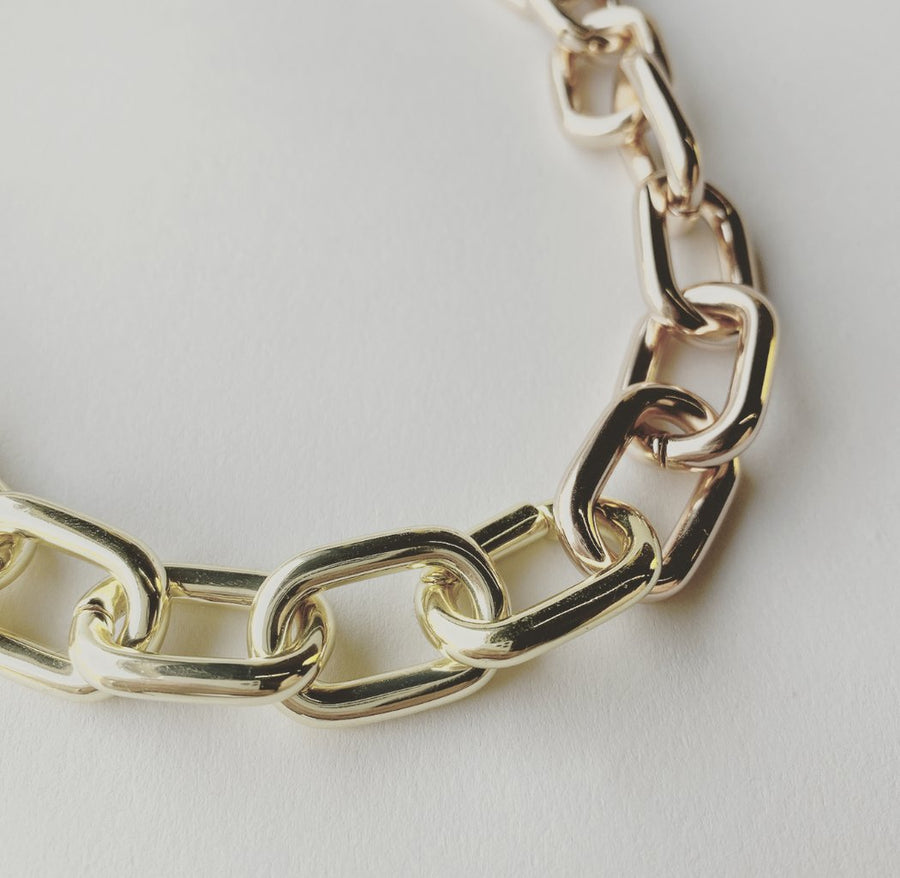 Interchangeable Statement Link Necklace in 14k Gold and Rose Gold Split