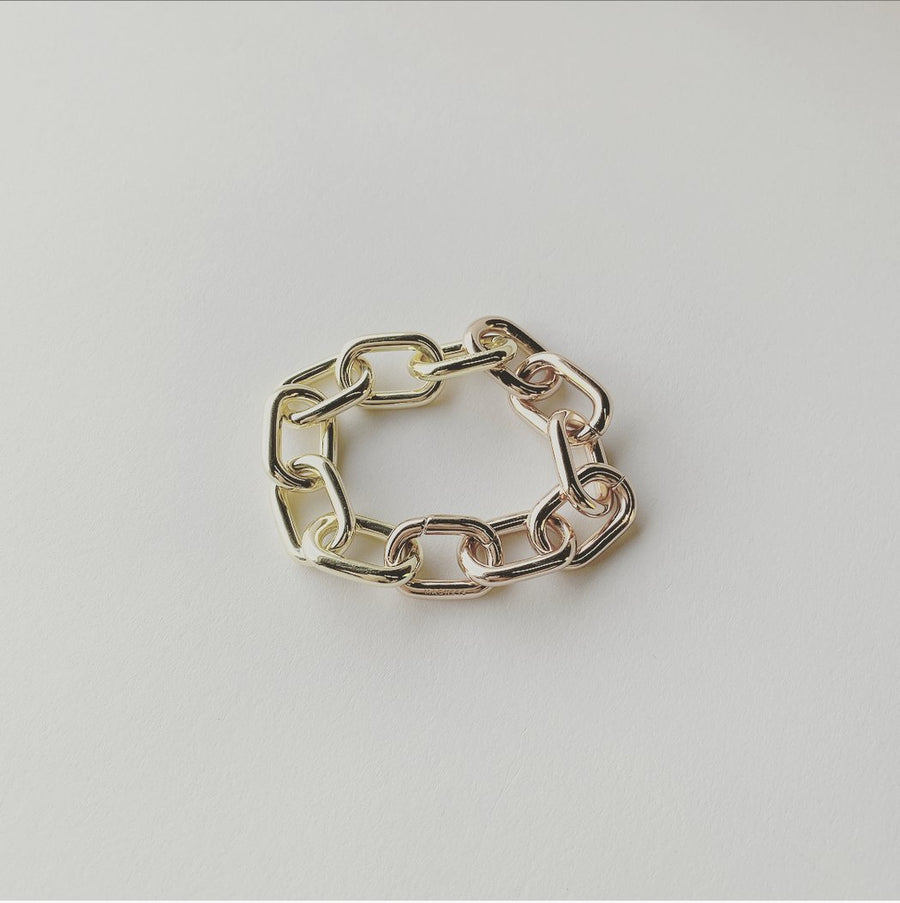Interchangeable Statement Link Necklace in 14k Gold and Rose Gold Split