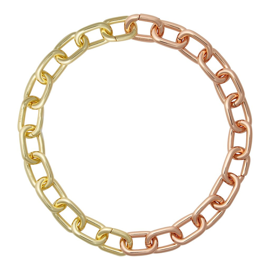 Interchangeable Statement Link Necklace in 14k Gold and Rose Gold Split