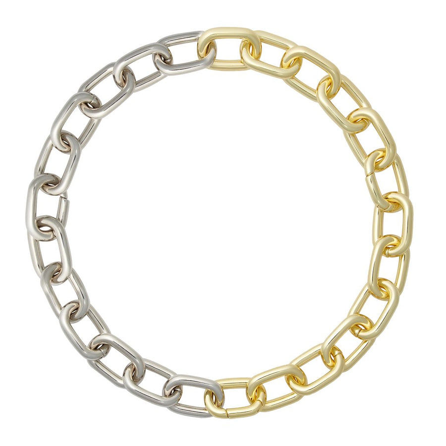 Interchangeable Statement Link Necklace in 14k Gold and Silver Split