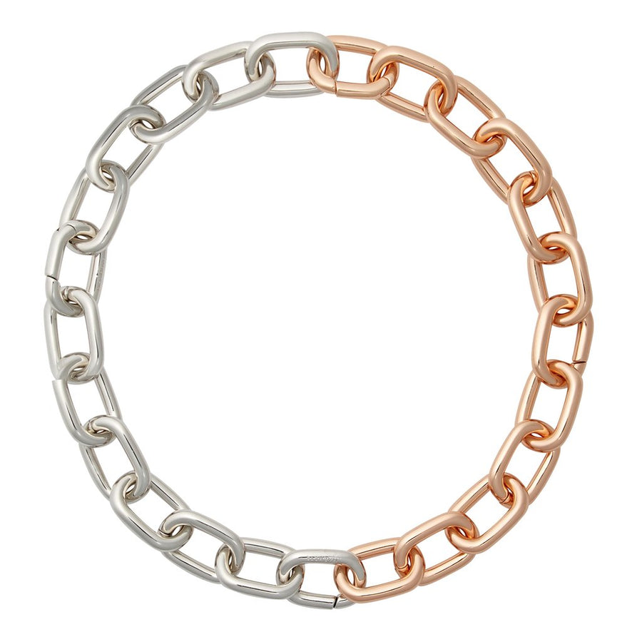 Interchangeable Statement Link Necklace in Silver and Rose Gold Split