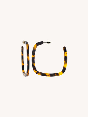 Large Square Hoops in Classic Tortoise