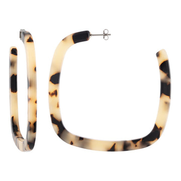 Large Square Hoops in Blonde Tortoise