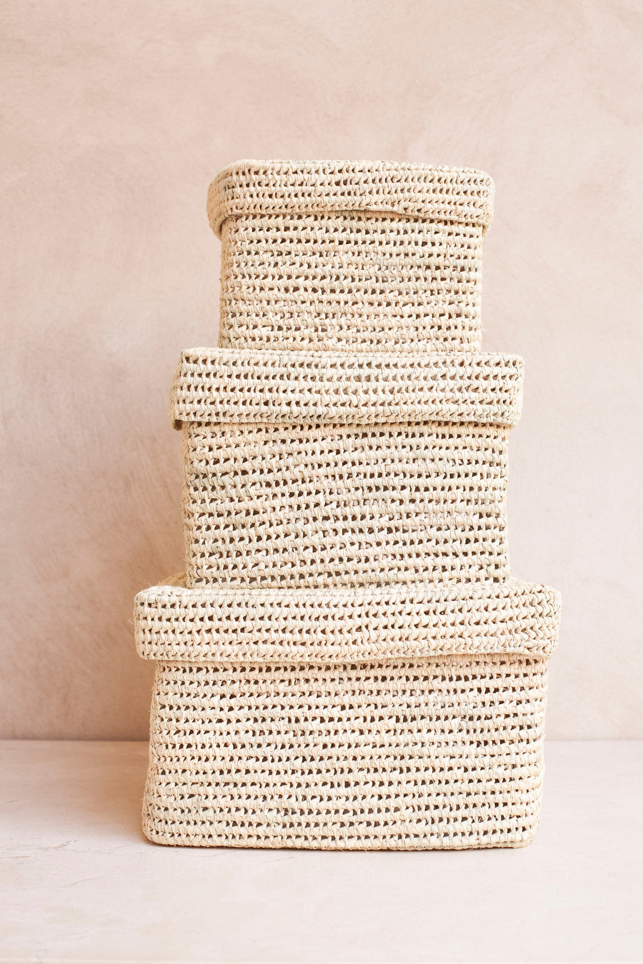 Palm Basket with Lid Square