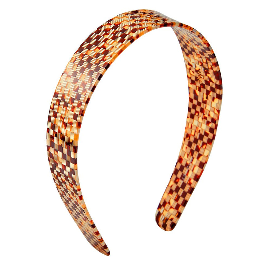 Wide Headband in Tortoise Checker