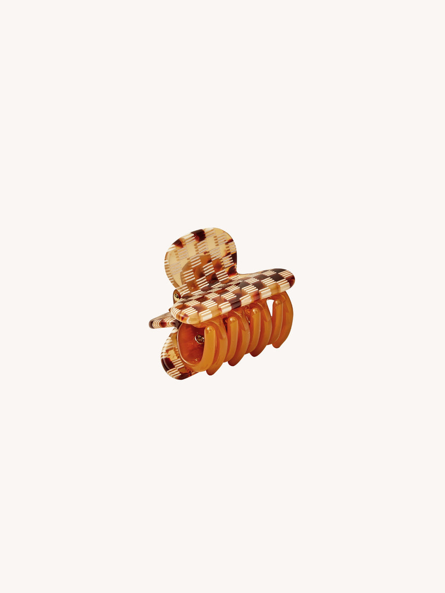 Mini Heirloom Claw in Tortoise Checker