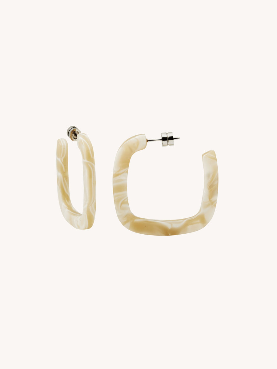 Midi Square Hoops in Ivory