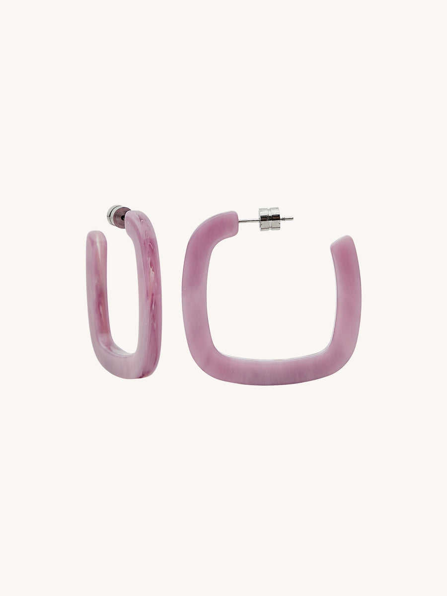 Midi Square Hoops in Orchid