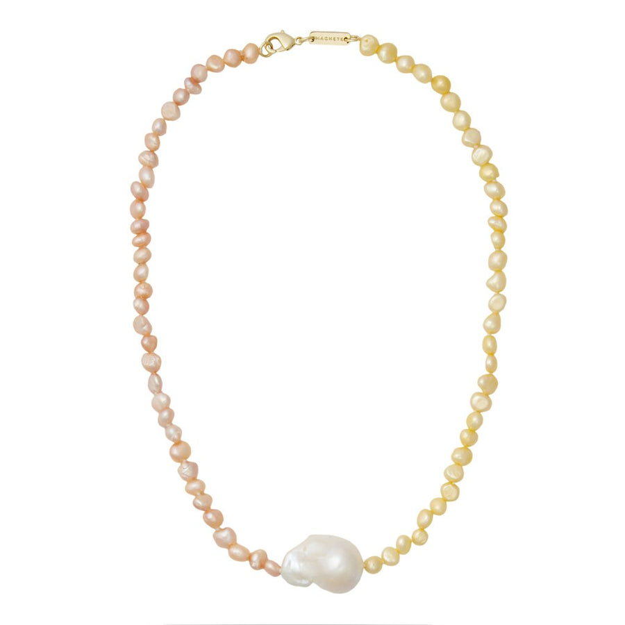 Mixed Freshwater Pearl with Baroque Pearl in Yellow + Pink
