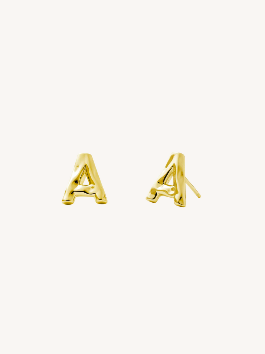 Monogram Letter Charm Stud Earrings