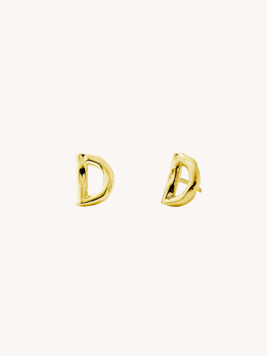 Monogram Letter Charm Stud Earrings