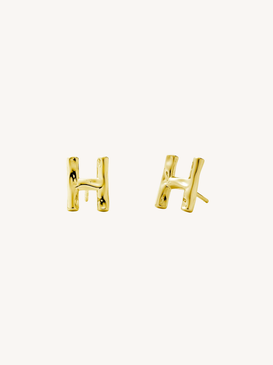 Monogram Letter Charm Stud Earrings