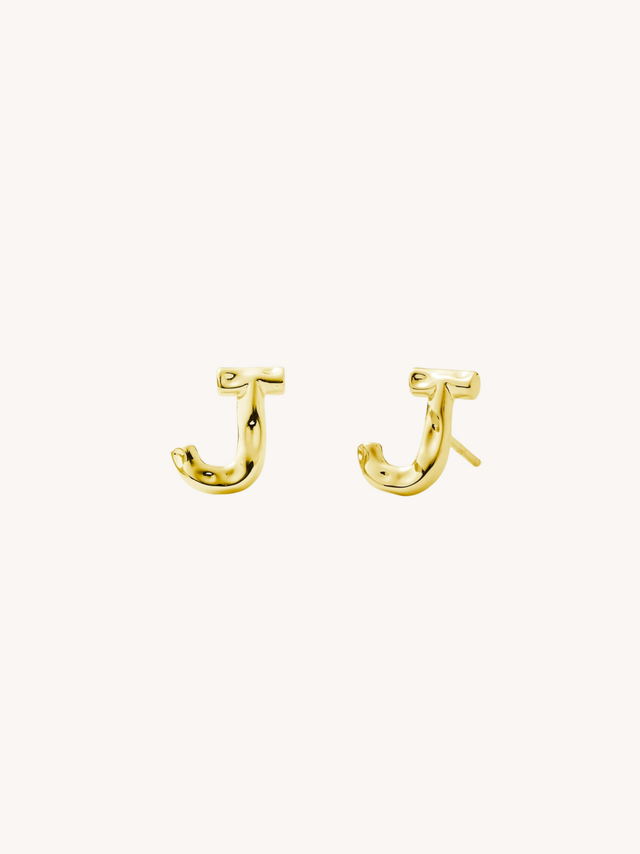 Monogram Letter Charm Stud Earrings