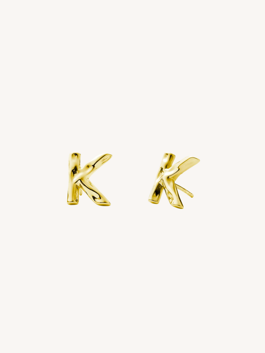 Monogram Letter Charm Stud Earrings