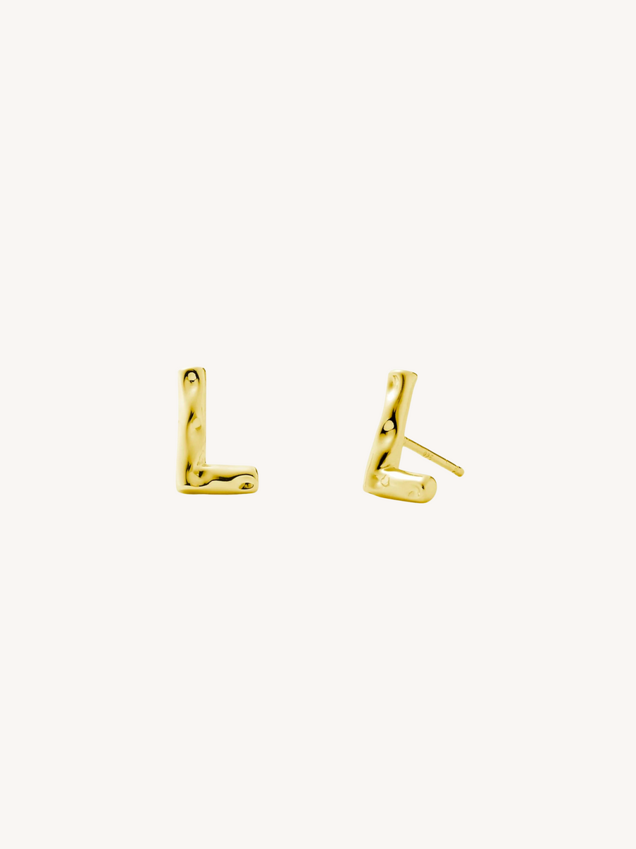 Monogram Letter Charm Stud Earrings