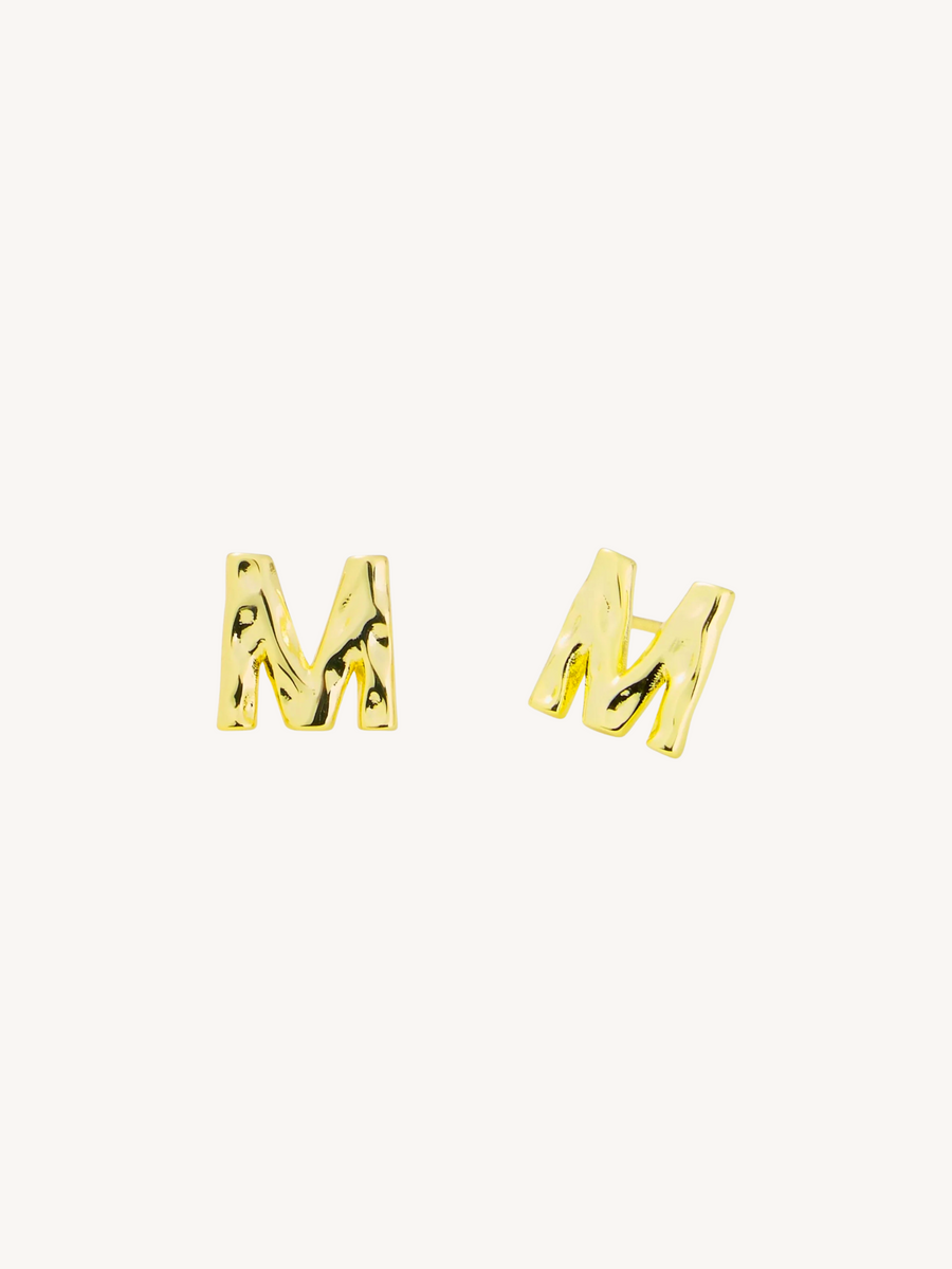 Monogram Letter Charm Stud Earrings