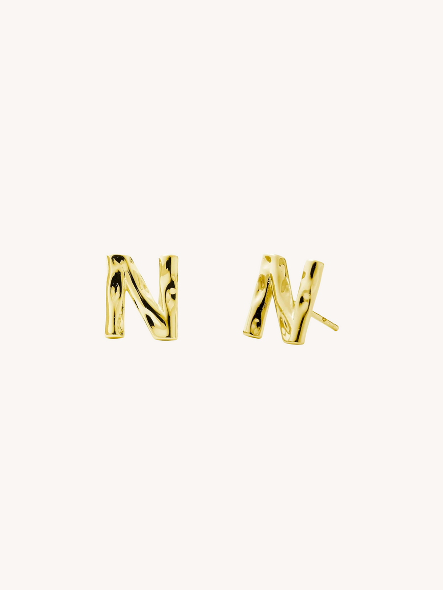 Monogram Letter Charm Stud Earrings