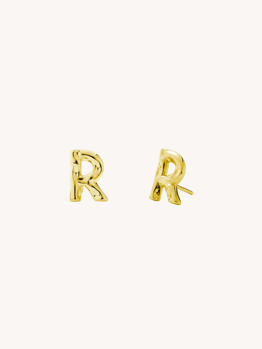 Monogram Letter Charm Stud Earrings