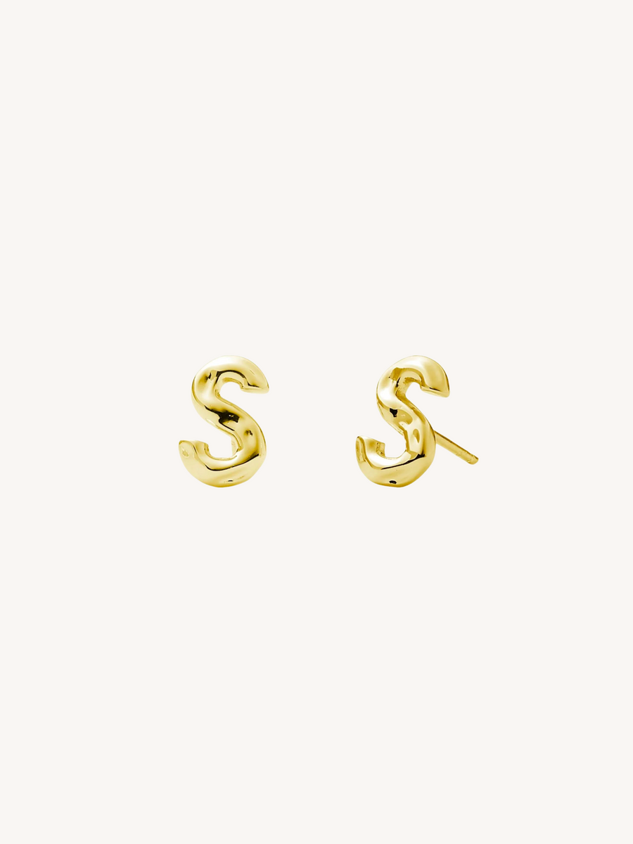 Monogram Letter Charm Stud Earrings