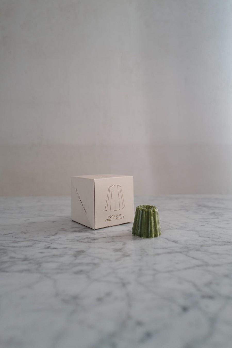 Canele Porcelain Candle Holder in Glossy Green