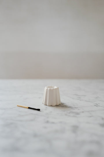 Canele Porcelain Candle Holder in Matte White