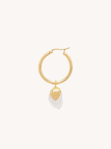 Pearl Leaf Earring in Gold