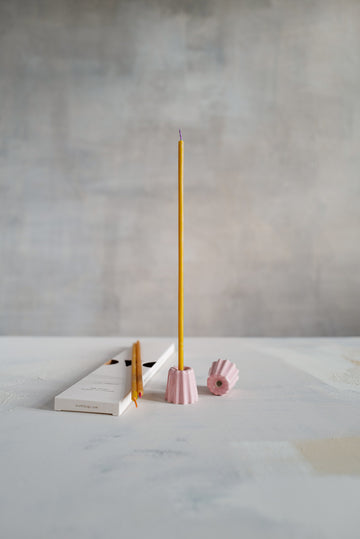 Canele Porcelain Candle Holder in Pink