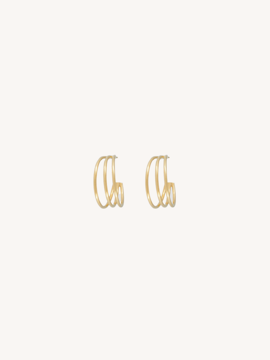 Triple Round Hoops in Gold