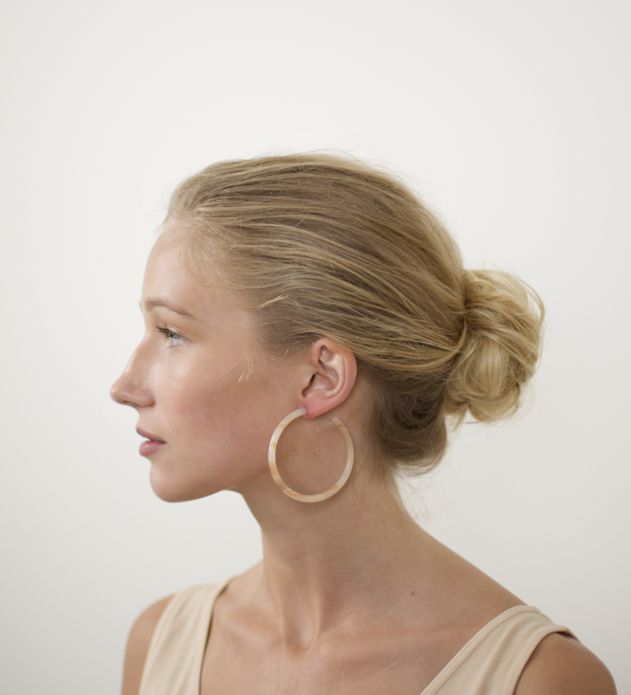 Large Hoops in Peach Shell