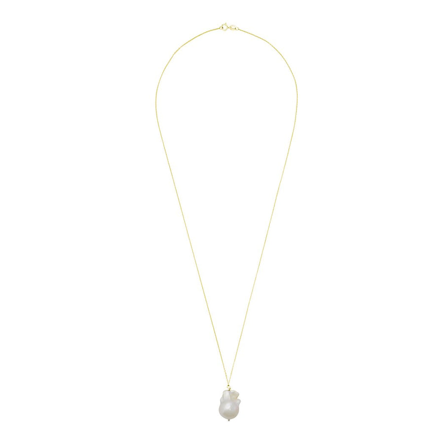 White Baroque Pearl Necklace on 14k Gold Chain