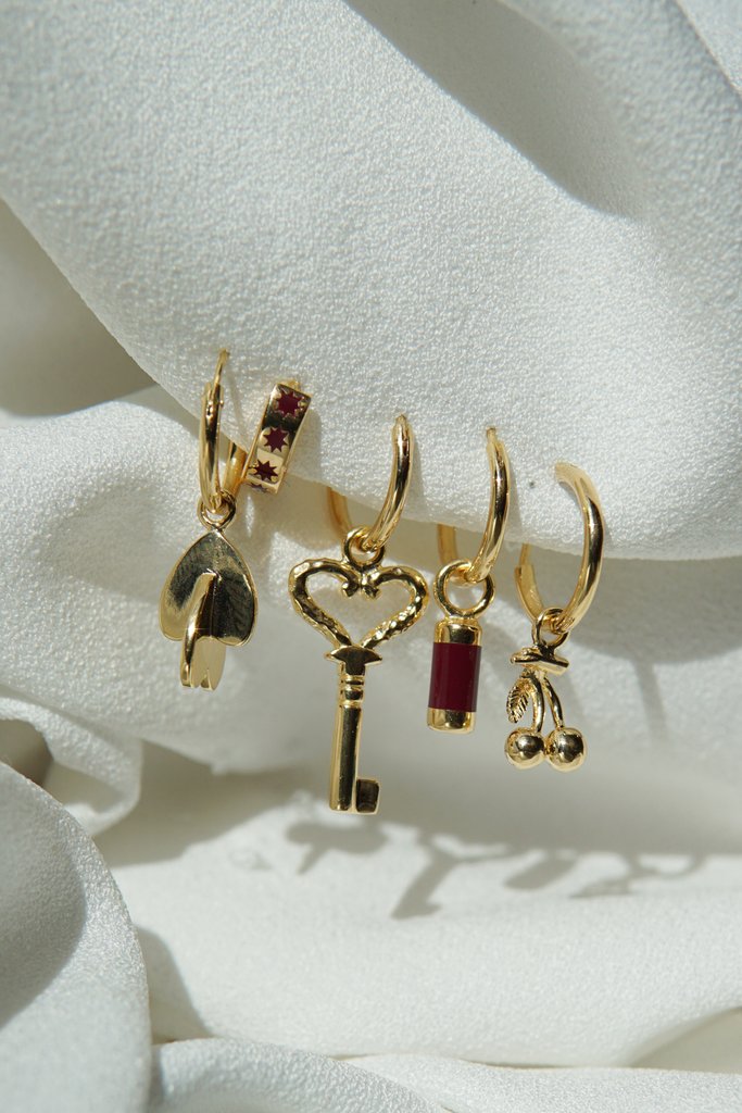 Hammered Key Earring in Gold