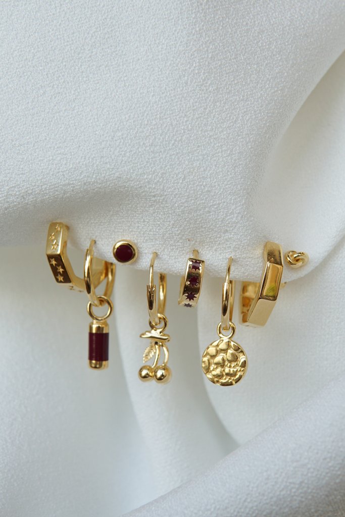 Bordeaux Rose Stud Earring in Gold