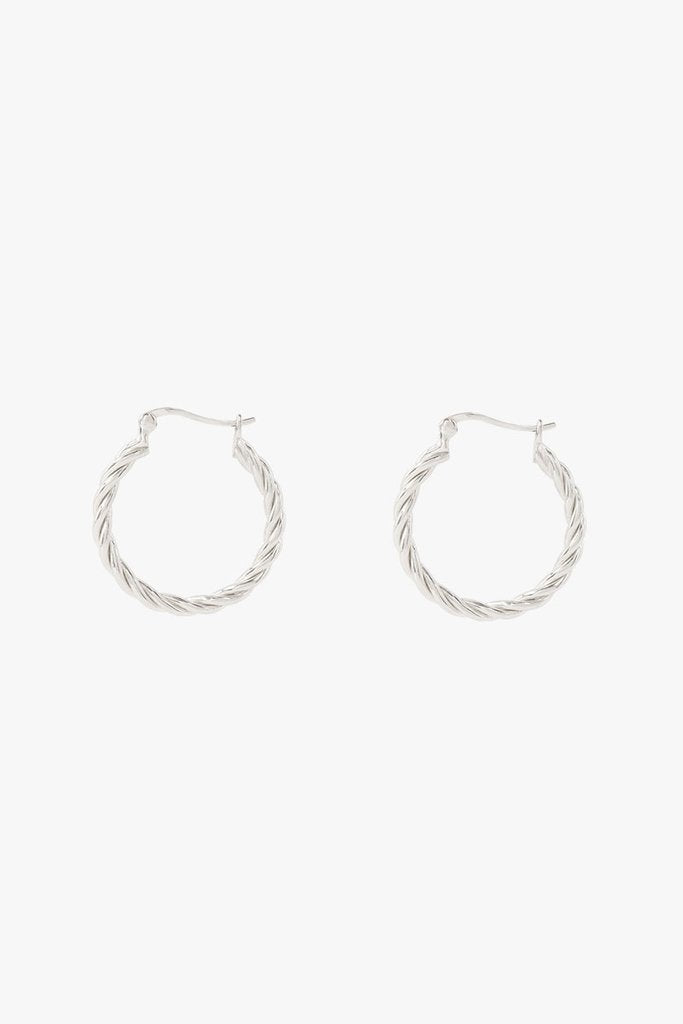 Small Twisted Hoop Earring in Silver