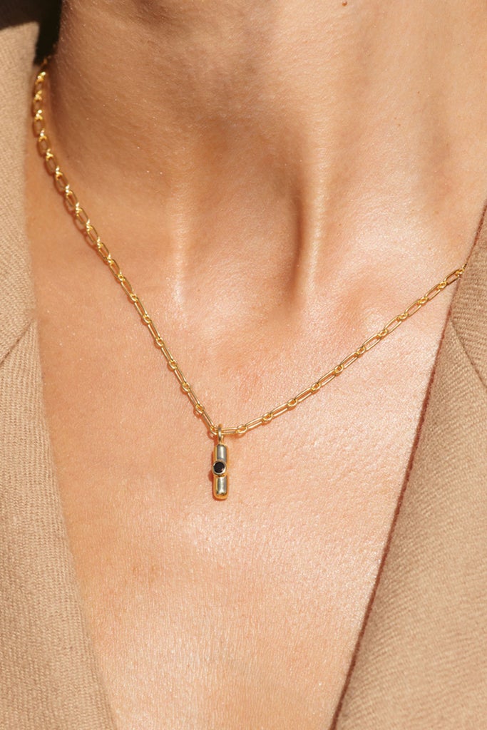 Black Onyx Necklace in Gold
