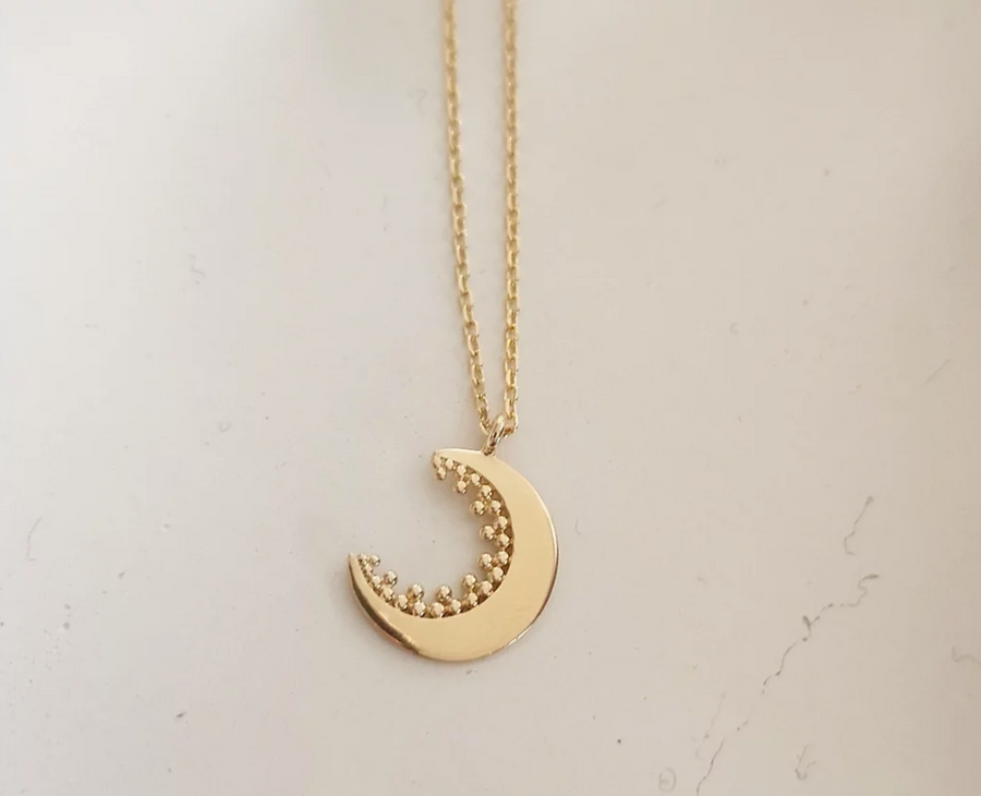 Aurore Moon Necklace in Gold