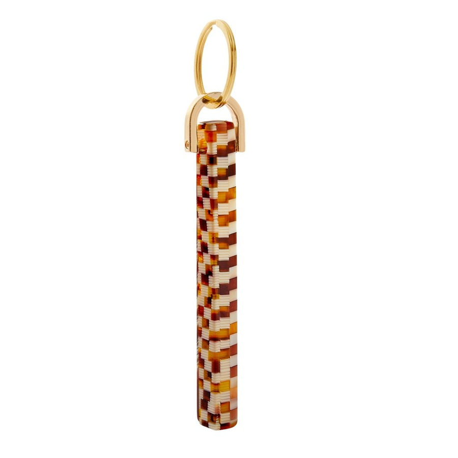 Bar Keychain in Tortoise Checker