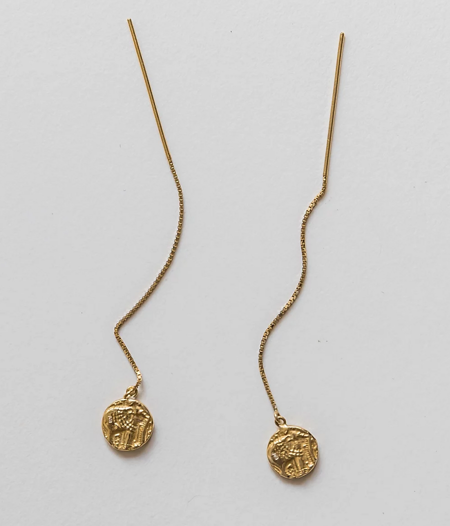 The Coin Chain Earrings in Gold