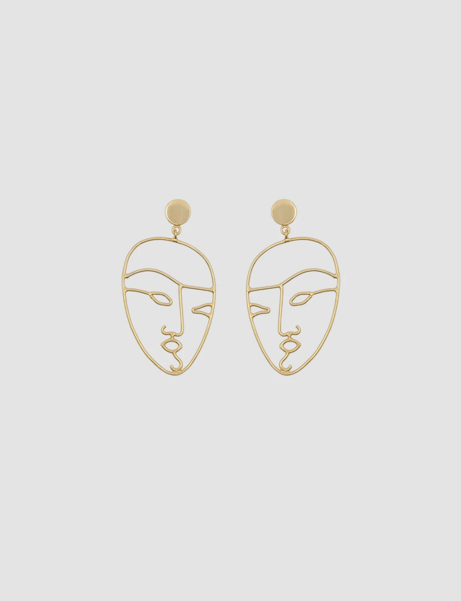 The Face Earrings in Gold