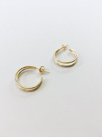 Double Round Hoops in Gold