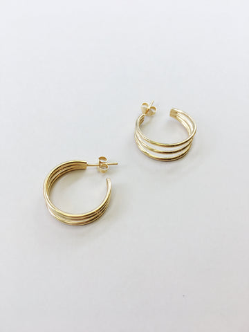 Trible Round Hoops in Gold