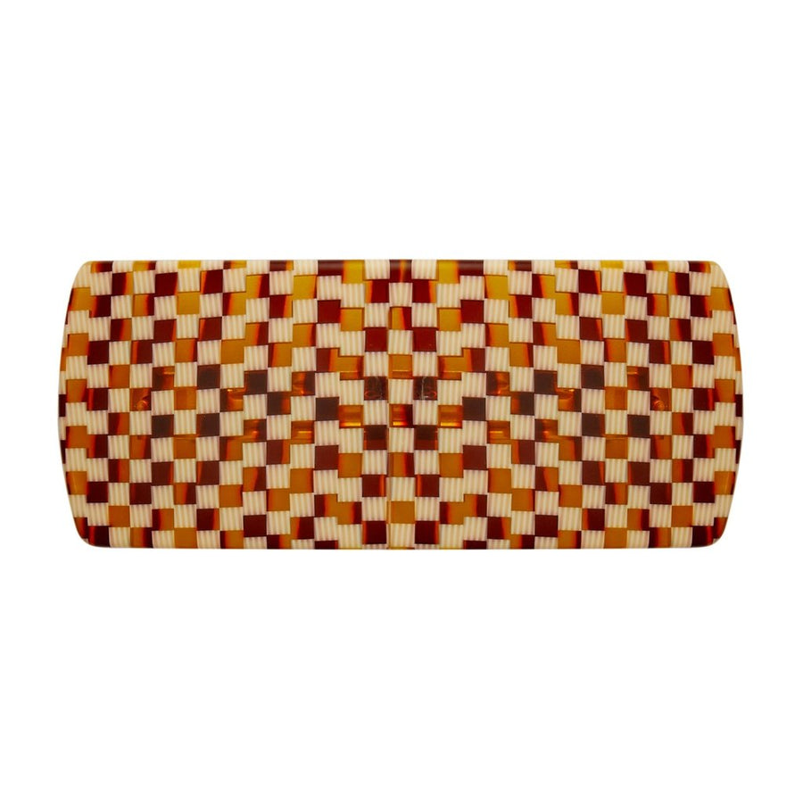 Jumbo Box Clip in Tortoise Checker