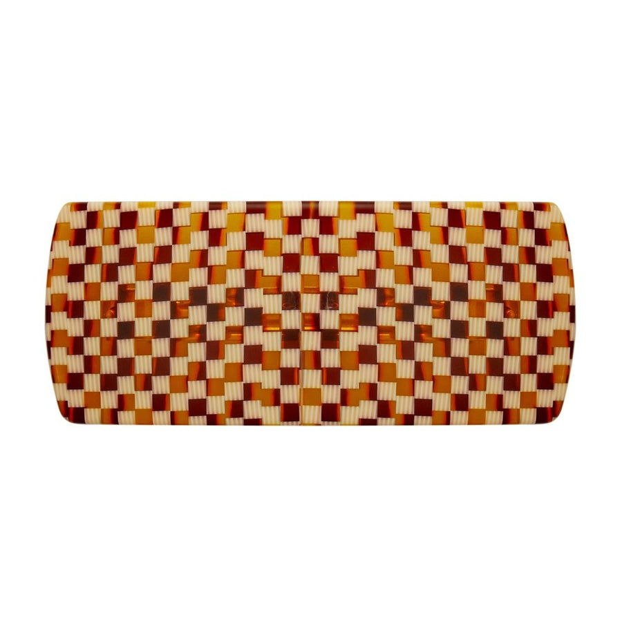 Jumbo Box Clip in Tortoise Checker