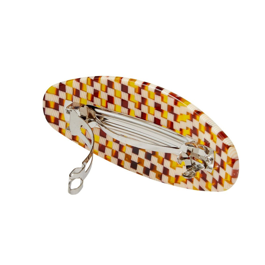 Jumbo Oval Clip in Tortoise Checker