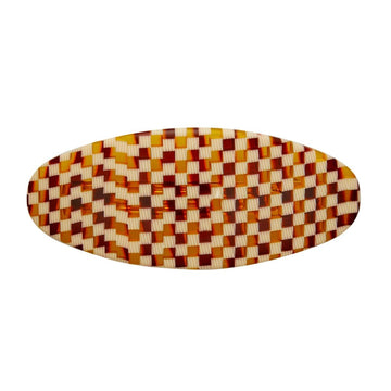 Jumbo Oval Clip in Tortoise Checker