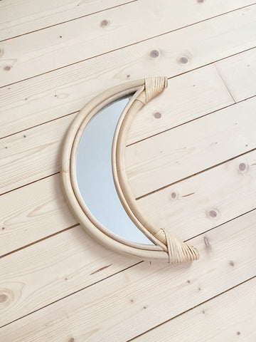 Rattan Moon Mirror