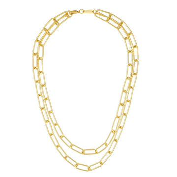 Layered Paperclip Chain Necklace in Gold