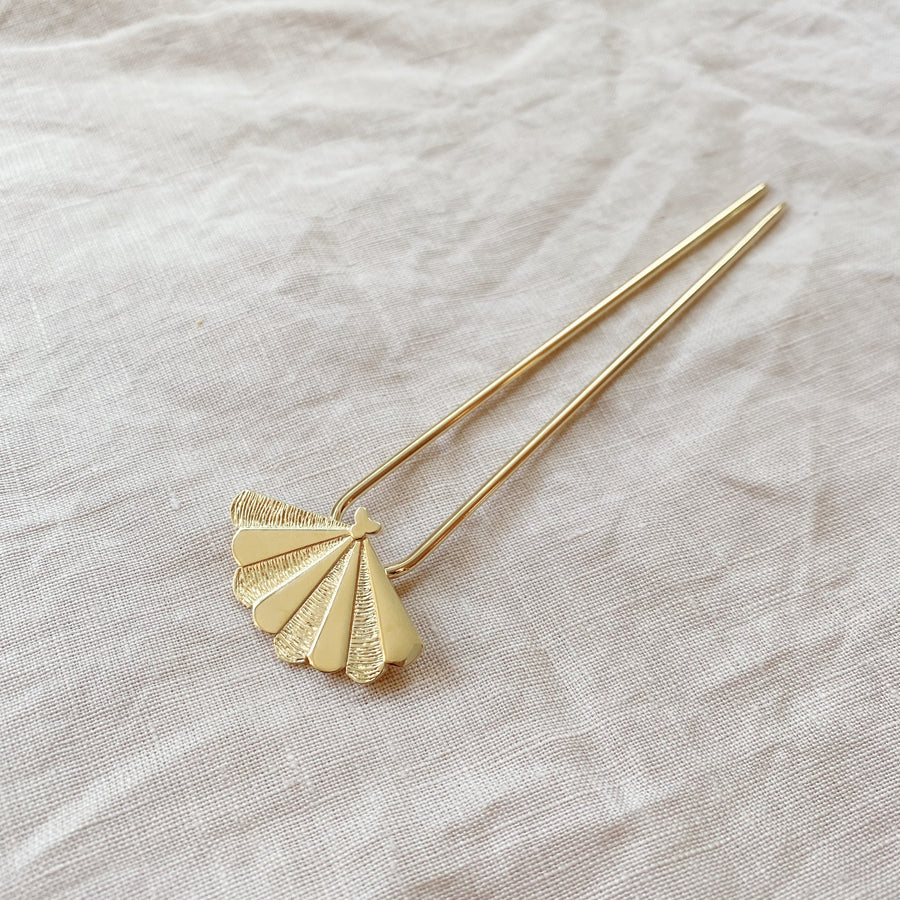 Santiago Shell Hairpin in Gold