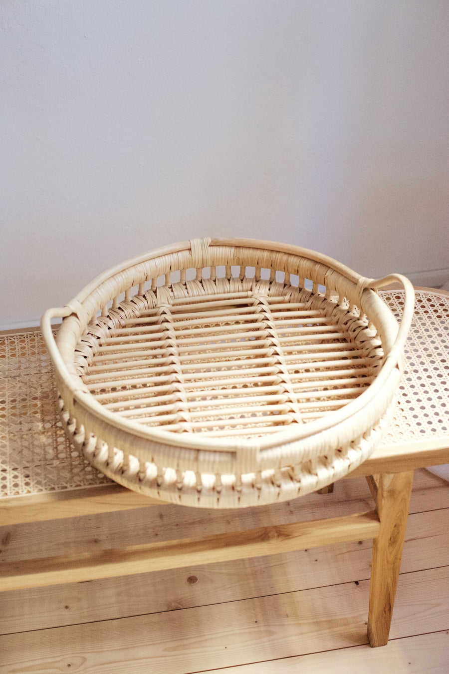 Rattan Round Serving Tray Small