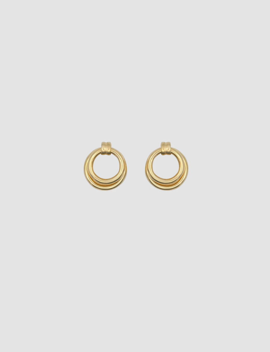 Retro Double Hoops in Gold